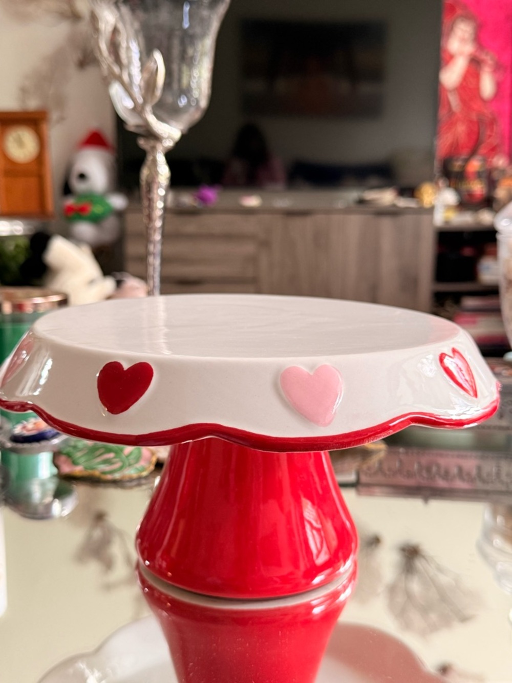 Easter Cake Stand Pedestal Hearts ❤️ Spring Dessert Display